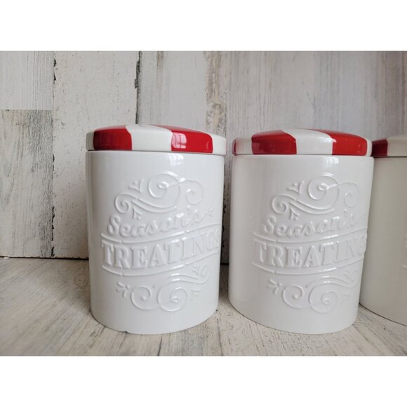 Hallmark seasons treatings candy jar peppermint Xmas set decor - Picture 2 of 8